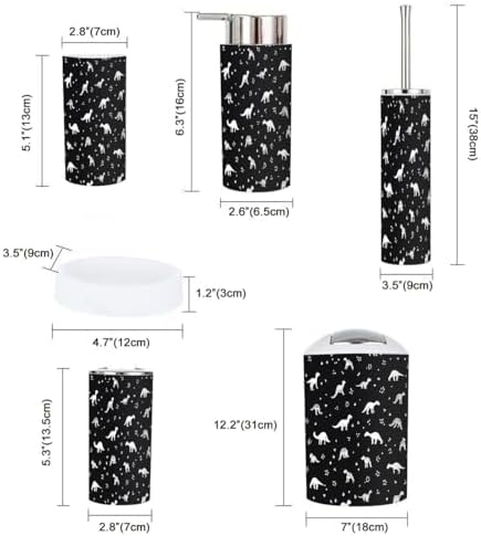 Bathroom Accessory Set 6 Piece Boho Dinosaur Trash Can Holder