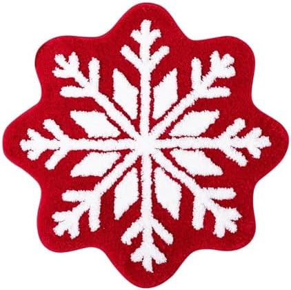 KELINFONG Snowflake Pattern Non-Slip Bath Mat 26x26 Inch