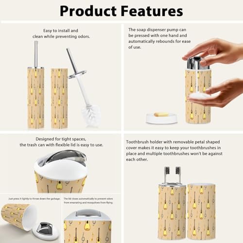 TRANQDEHOM 6-Piece Boho Musical Bathroom Accessory Set