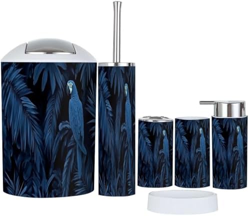 Boho Dark Blue Bathroom Accessory Set 6 Piece