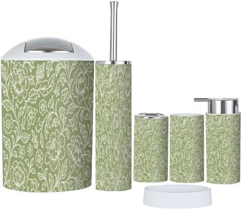 TRANQDEHOM 6-Piece Boho Floral Bathroom Accessory Set