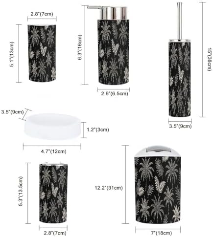Boho Dark Tropical Bathroom Accessory Set 6 Piece 1