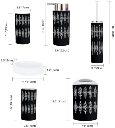 Boho Aztec Bathroom Accessory Set 6 Piece