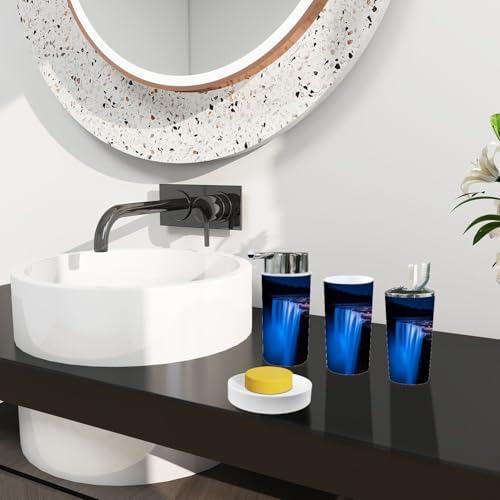 Boho Falls Bathroom Accessory Set 6 Piece Blue Light Rainbows