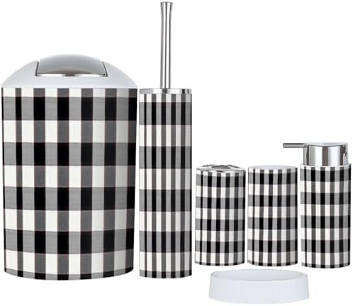 Boho Tartan Bathroom Accessory Set 6 Piece