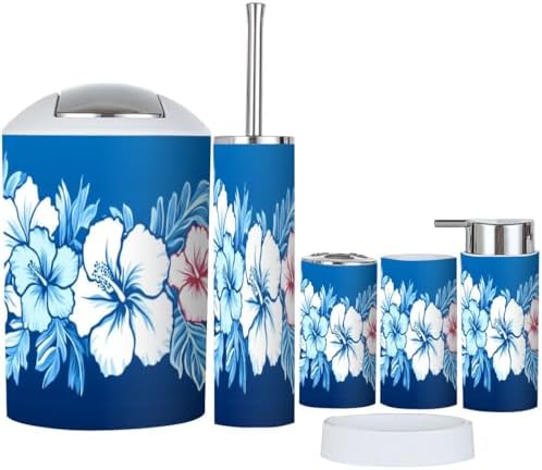 Boho Hibiscus Bathroom Accessory Set 6 Piece 1