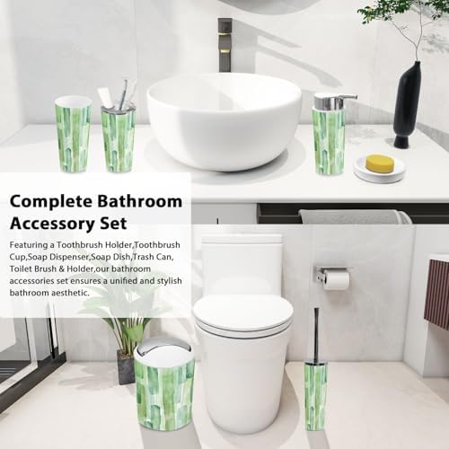 Boho Bamboo Bathroom Accessory Set 6 Piece