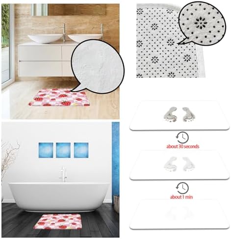 Strawberry Bath Mat with Cute Floral Design
