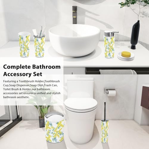 Boho Floral Bathroom Accessories Set 6 Piece