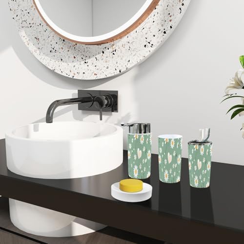 Boho Daisy Flower Bathroom Accessory Set 6 Piece