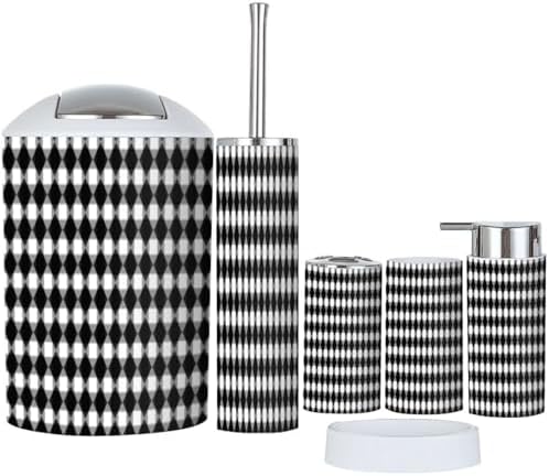 Boho Gingham Bathroom Accessory Set 6 Piece