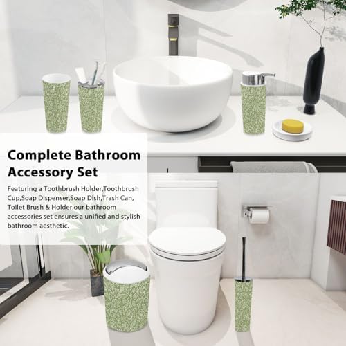 TRANQDEHOM 6-Piece Boho Floral Bathroom Accessory Set