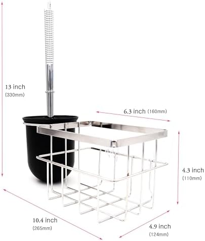 FLYBOT Toilet Brush Scrubber Cleaner with Adhesive Holder and Chrome Basket