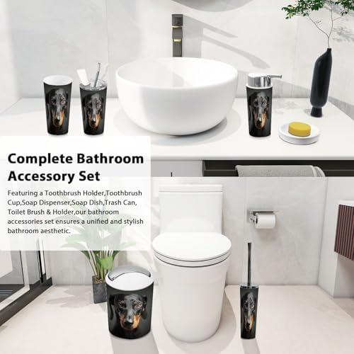Boho Dog Portrait Bathroom Accessory Set 6 Piece