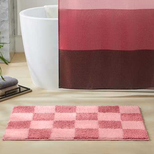 Ohocut Luxury Microfiber Checkered Bath Rug 32x20