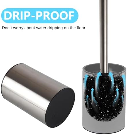 Loyled Toilet Brush with Holder 360 Deep Clean Anti-Drip Stainless Steel