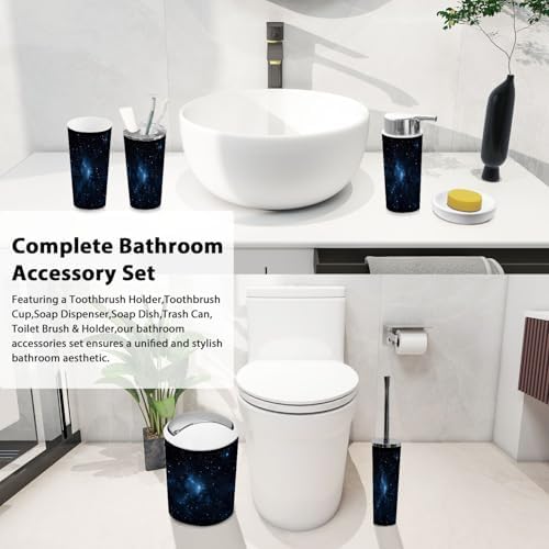 Boho Abstract Space Nebula Bathroom Accessory Set of 6