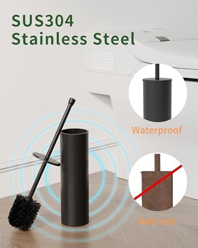 WZKALY Toilet Brush and Holder Set Matte Black