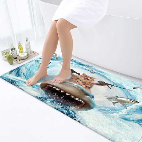 Funny Cat Bath Mat 17X29 Inches Non Slip