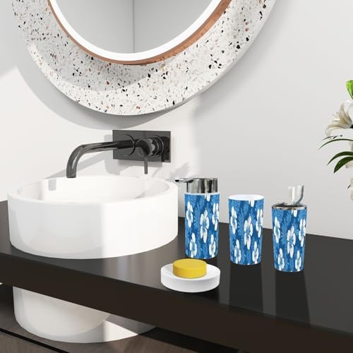 Boho Hibiscus Bathroom Accessory Set 6 Piece