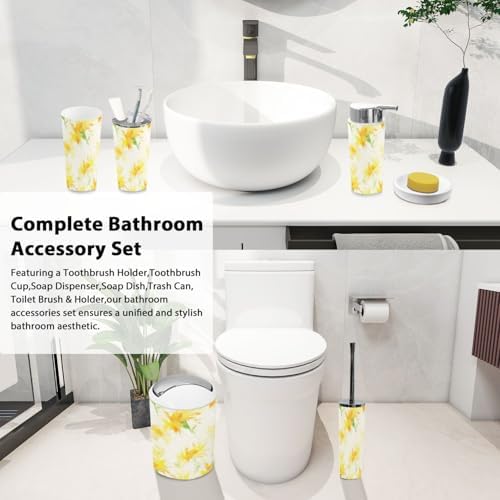 Boho Summer Sunflower Bathroom Accessory Set 6 Piece