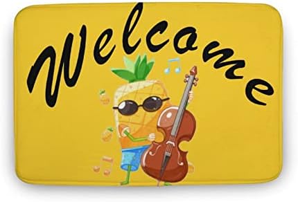 Welcome Playing Violin Pineapple Bath Rug 16x24 Inch