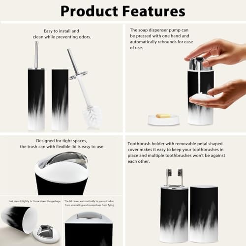 Boho Black Bathroom Accessory Set 6 Piece