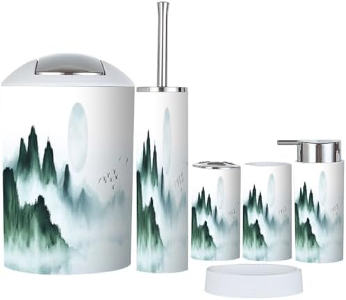 Boho Moon Blue Bathroom Accessories Set 6 Piece