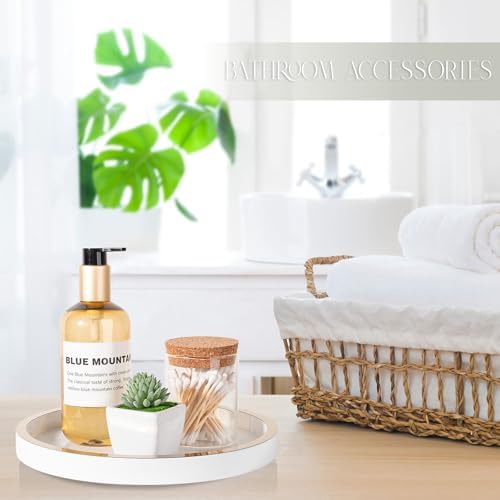 Bathroom Counter Tray 9 Inch White Wooden Decor
