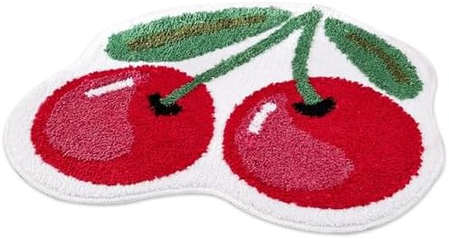 Cherry Bath Mat - Adorable Design Absorbent Safe