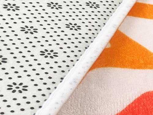 70s Retro Wavy Bath Rug - Pink Orange Groovy Design 17x29in