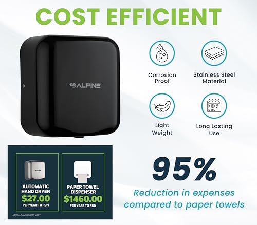 Alpine Hand Dryers 2 Pack High Speed 110-120V Stainless Steel ADA Compliant