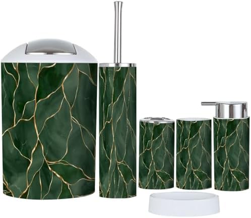 TRANQDEHOM Boho Green Bathroom Accessory Set 6 Piece