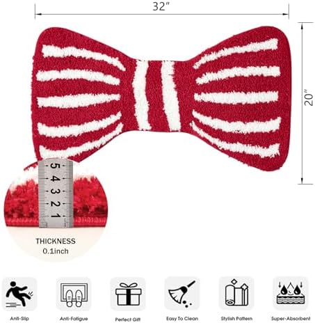 Aldopein Red Bowtie Kids Bath Mat Non Slip