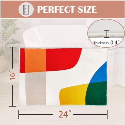 Modern Abstract Bath Mat 16x24 Inch Non Slip Plush Rug for Kids