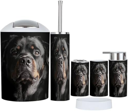 Boho Rottweiler Bathroom Accessory Set 6 Piece