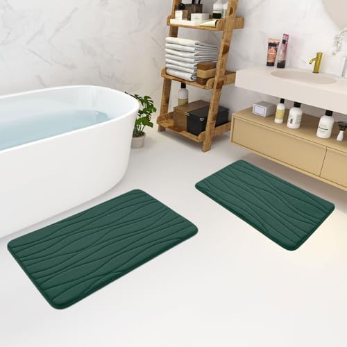 Buganda Memory Foam Bath Rug 24x16 Dark Green