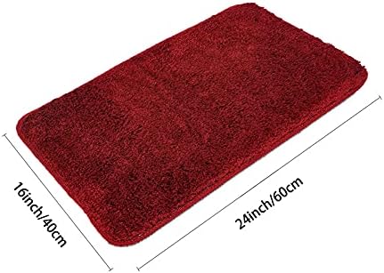 Eanpet Shaggy Bath Rug Non-Slip Chenille Red