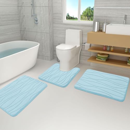 Buganda Memory Foam Sky Blue Bath Rug 36x24 1