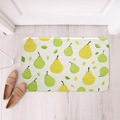 Erosebridal Green Yellow Pear Bath Mat Cartoon Print