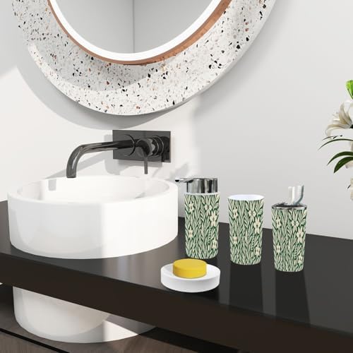 Boho Exotic Flowers Bathroom Accessory Set 6 Piece