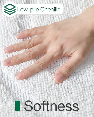 LUMI Bath Mat Non-Slip Rubber Backing White 24x43