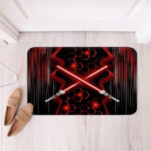 Feelyou Red and Black Geometry Bath Rug 16x24 Inch