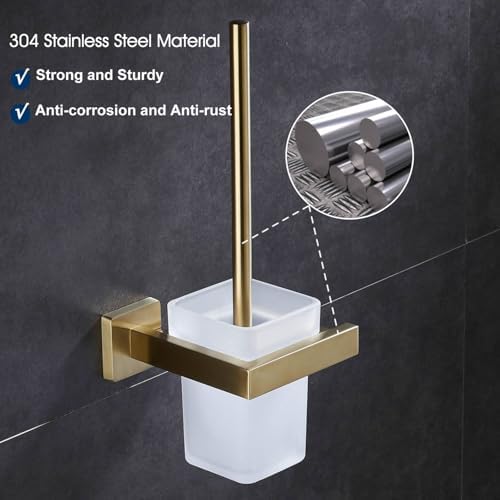 Gudetap Toilet Brush Holder Set with Brush Brushed Gold GT21109BG