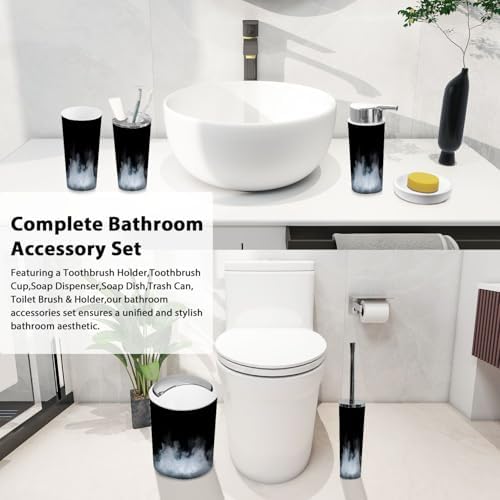 Boho Fog Black 6-Piece Bathroom Accessories Set