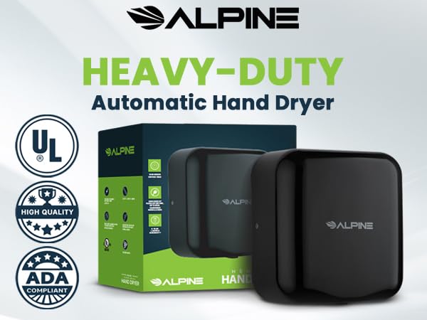 Alpine Hand Dryers 2 Pack High Speed 110-120V Stainless Steel ADA Compliant