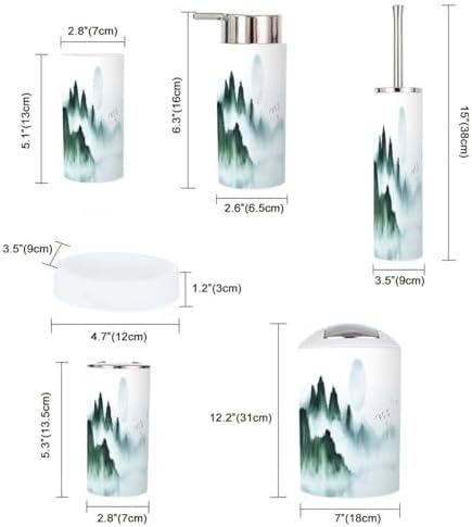 Boho Moon Blue Bathroom Accessories Set 6 Piece
