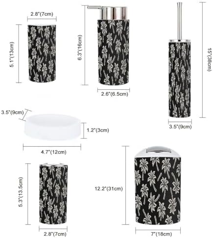 TRANQDEHOM 6 Piece Boho Tropical Bathroom Accessory Set