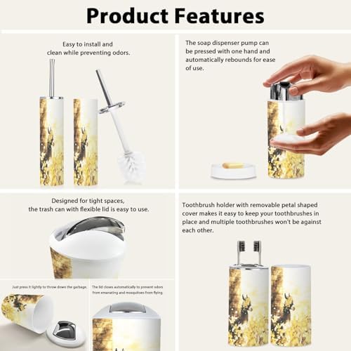 Boho Artistic Bathroom Accessory Set 6 Piece
