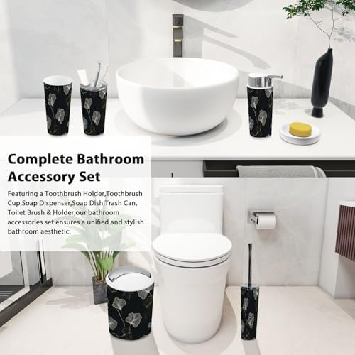 Boho Ginkgo Leaf Bathroom Accessories 6 Piece Set